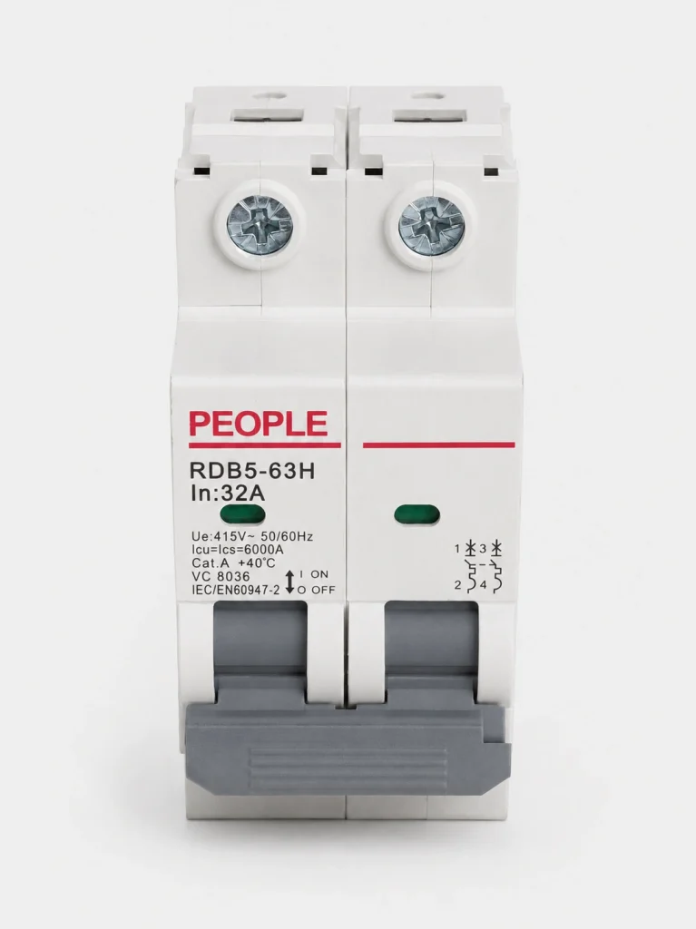 People Double Pole Circuit Breaker DIN Rail 32A